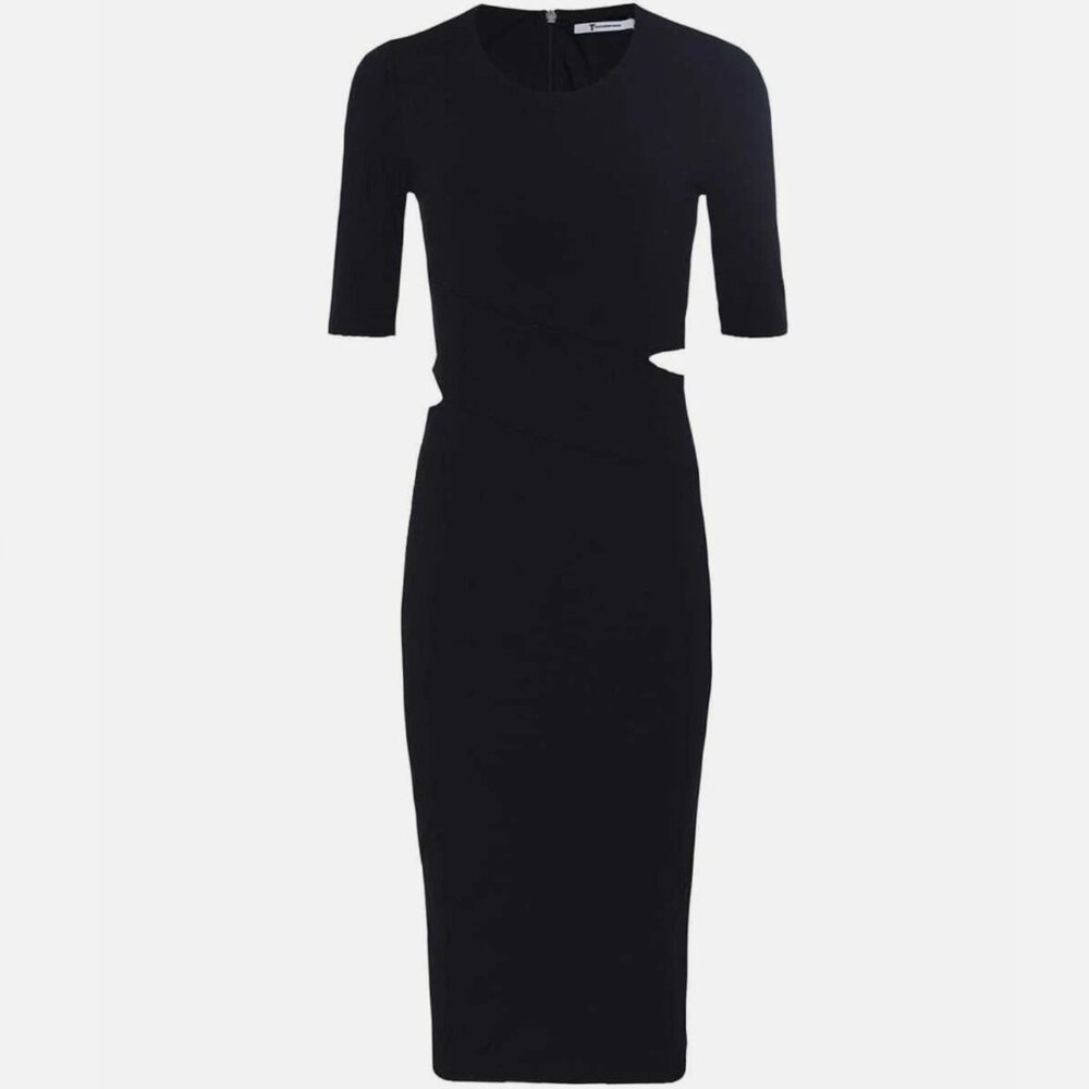 NWT ALEXANDER WANG T - Lux Ponte Side-slit Midi Dress, Midnight - XS